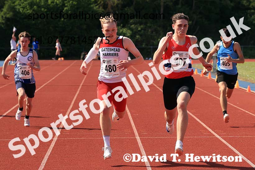 Mens under-17s 200 metres, 2025 North Eastern Track and Field Champs., Shildon, County Durham. Photo: David T. Hewitson/Sports for All Pics